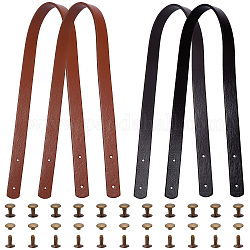 Superfindings 4sets 2 couleurs poignées de sac en cuir pu, avec rivets en fer, pour poignées de sac à main, couleur mixte, 60x1.85x0.35 cm, Trou: 3mm, 2sets / couleur