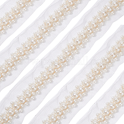 Tissu avec ruban de perles en plastique, plat, fumée blanche, 1-3/4 pouce (46 mm), 1.7~2 yards / sac