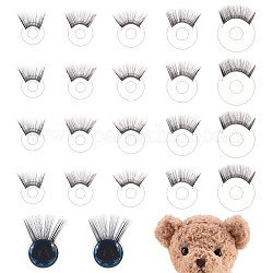 Pandahall elite 20 Uds 5 pestañas acrílicas de muñeca de estilo, accesorios para maquillaje de ojos de muñeca, para muñecas, negro, 13~26x1~11mm, agujero: 5.5~9 mm, 4 piezas / style