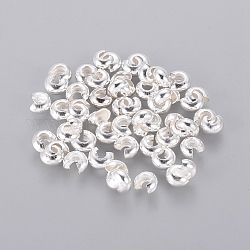 Couvre de perles à écraser en laiton , couleur argentée, taille: environ 4mm de diamètre, Trou: 1.5~1.8mm