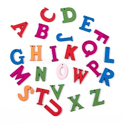 Расписные деревянные буквы подвески, разноцветные, 20~23 мм, отверстие : 1 мм, около 100 шт / упаковка