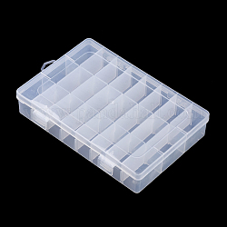Пластмассовый шарик контейнеры, регулируемая коробка делителей, съемные отсеки 24, прямоугольные, прозрачные, 21x14x3.6 см
