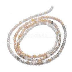 Brins de perles naturelles multi-pierre de lune, facette, ronde, 2mm, Trou: 0.5mm, Environ 158 pcs/chapelet, 15.55 pouce (39.5 cm)