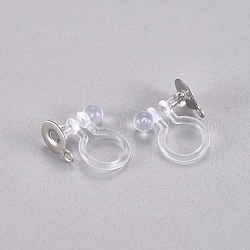 Accessoires de boucle d'oreille à clipser en 304 acier inoxydable et en plastique, couleur inoxydable, 9x12x5mm, Trou: 1mm