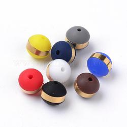 Perlas de silicona, con 201 fornituras de acero inoxidable, redondo, dorado, color mezclado, 8mm, agujero: 1.5 mm