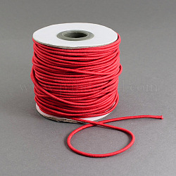 Round Elastic Cord, with Nylon Outside and Rubber Inside, Red, 2mm, about 43.74 yards(40m)/roll