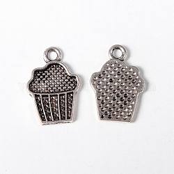 Tibetan Style Alloy Drink Charms, Cadmium Free & Lead Free, Cupcake, Antique Silver, 16x11x2mm, Hole: 1.5mm