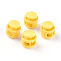 Fermetures à cordon en plastique, avec les accessoires en fer, platine, jaune, 17x17x16mm, Trou: 4x6.5mm