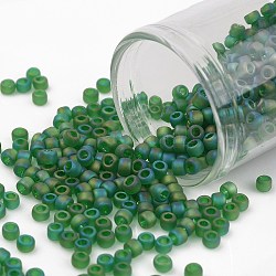Toho perline rotonde, perline giapponesi, (167bf) trasparente opaco ab peridot, 8/0, 3mm, Foro: 1 mm, circa 222pcs/10g