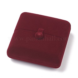 Boîte de bracelet en velours, couverture double flip, pour vitrine bijoux affichage bracelet boîte de rangement, carrée, rouge foncé, 10x10x4.4 cm