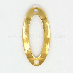 Oval Linking Rings Brass Filigree Joiners, Nickel Free, Golden, 17.5x8x1mm, Hole: 1mm