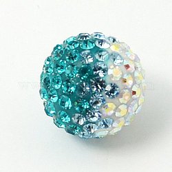 Austrian Crystal Beads, Pave Ball Beads, Gradient Color, with Resin inside, Round, 229_Blue Zircon, 12mm, Hole: 1mm