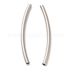 304 Stainless Steel Tube Beads, Curved Tube, Stainless Steel Color, 40x2.5mm, Hole: 2.5mm