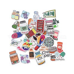 Il fumetto prende gli adesivi di carta di promemoria delle pillole fredde, etichette adesive, per bottiglie d'acqua, il computer portatile, bagaglio, cappello, computer, telefono cellulare, skateboard, adesivi per chitarra, colore misto, 32~73x38~73x0.3mm, 52pcs/scatola