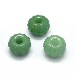 Perles vertes en aventurine naturelles, Perles avec un grand trou   , citrouille, 24.5x16~17mm, Trou: 7mm