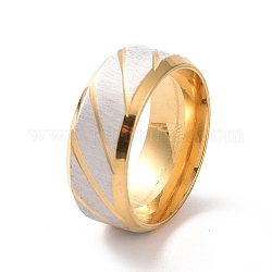 201 перстень из нержавеющей стали с рифленым ромбом для женщин, золотые и нержавеющая сталь цвет, внутренний диаметр: 17 мм