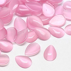 Cabuchones de ojo de gato, lágrima, rosa perla, 6x4x2mm