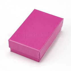 Colgante de joyería de cartón / cajas de pendientes, 2 ranuras, con esponja negra, para embalaje de regalo de joyería, de color rosa oscuro, 8.4x5.1x2.5 cm