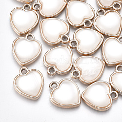 Uv pendenti placcatura acrilico, con materiale acrilico perla imitazione, cuore, oro chiaro, 20x17x5mm, Foro: 2 mm
