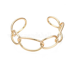 Bracciale rigido con polsino aperto avvolgente ovale in lega, braccialetto grosso vuoto per le donne,  cadmio& piombo libero, oro, diametro interno: 2-1/8x2-1/2 pollice (5.4x6.25 cm)