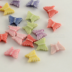 Craft Style Colorful Acrylic Beads, Butterfly, Mixed Color, 11x13x4mm, Hole: 2mm, about 1800pcs/500g