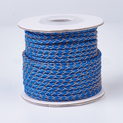 Geflochtene Lederbänder, Runde, Verdeck blau, 3 mm, ca. 10 Yards / Rolle
