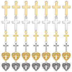 PH PandaHall 120pcs Cross Charms, 3 Styles Heart Cross Charms Gold Silver Pendant for Jewelry Making Bracelet Necklace Costume DIY Crafting Accessories Christmas Easter Eid Mubarak Ramadan Decoration