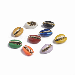 Perlas de concha de vaquero electrochapadas, no hay abalorios de agujero, con esmalte, accesorios de fabricación de joyas artesanales de diy, color mezclado, 17.2x12.2x7.5mm