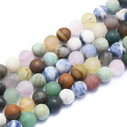 Un mélange naturel de pierres fines perles brins, ronde, mat, 8~8.5mm, Trou: 0.8mm, Environ 46 pcs/chapelet, 15.08 pouce (38.3 cm)