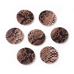 Кожаные подвески pu, плоско-круглые, кофе, 24x1.8 мм, отверстие : 2 мм