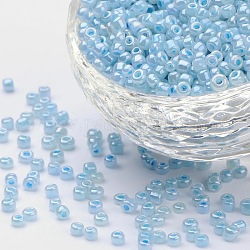 Glass Seed Beads, Ceylon, Round, Pale Turquoise, 3mm, Hole: 1mm, about 10000pcs/pound