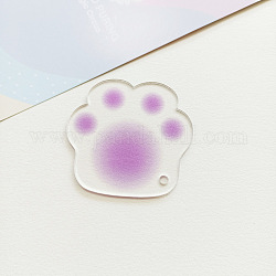 Portachiavi con zampa di gatto in acrilico trasparente di colore sfumato, con catene a sfera, medio orchidea, 49x46x3mm, Foro: 1.8 mm