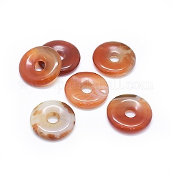 Natürliche Achat Anhänger, gefärbt und erhitzt, Donut / Pi-Scheibe, orange rot, Donutbreite: 11.5mm, 29~30x5~7.5 mm, Bohrung: 6~7 mm