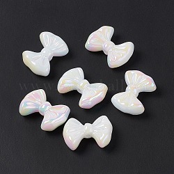 Perline acrilico opaco, ab colore, bowknot, bianco, 20x28x9mm, Foro: 2.8 mm