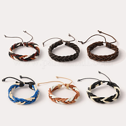 Bracelets unisexes branchés réglables de style décontracté de la moelle en cuir tressé, couleur mixte, 56mm