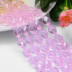 Chapelets de perles de cristal autrichien imitation polyèdre à facettes, grade AAA, perle rose, 13x10mm, Trou: 0.9~1mm, Environ 30 pcs/chapelet, 15.7 pouce