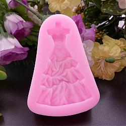 Princess Dress Shape DIY Food Grade Silicone Molds, Fondant Molds, For DIY Cake Decoration, Chocolate, Candy, UV Resin & Epoxy Resin Jewelry Making, Random Single Color or Random Mixed Color, 77x55x11mm