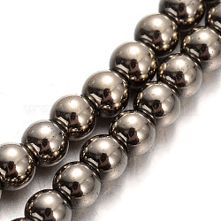 Chapelets de perles en hématite électrolytique sans magnétique, ronde, l'imitation de la pyrite, 3mm, Trou: 1mm, Environ 133 pcs/chapelet, 15.7 pouce