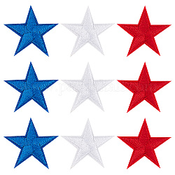 Gorgecraft 90 pcs pentagramme patriotique fer sur patchs broderie étoile tissu patch jour de l'indépendance patchs coudre sur appliques tissu étoiles autocollants pour vêtements vestes sac à dos réparation décorations