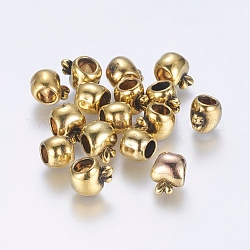 Large Hole Tibetan Style Metal European Beads, Lead Free & Cadmium Free & Nickel Free, Apple, Antique Golden Color, Size: about 11mm long, 8mm wide, 8mm thick, hole: 4mm
