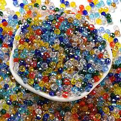 Perles en verre, facette, rondelle, couleur mixte, 4x3mm, Trou: 0.4mm, environ 6800 pcs/500 g