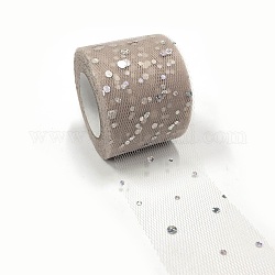 Nastri in mesh deco glitter con paillettes, tessuto di tulle, Tessuto di bobina di rullo di tulle per la realizzazione di gonna, argento, 2 pollice (5 cm), circa 25iarde / rotolo (22.86m / rotolo)