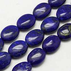 Natural Lapis Lazuli Beads Strands, Grade A, Oval, Midnight Blue, 16x12x6mm, Hole: 1mm