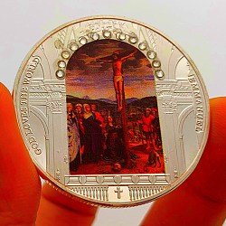Monedas conmemorativas planas redondas con jesus acero, monedas de la suerte para pascua, con estuche de protección, 40x3mm