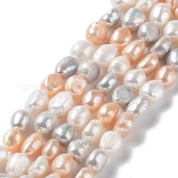 Fili di perle di perle d'acqua dolce coltivate naturali, due lati lucidati, grado 3 un, colorato, 9~10x8~9x5.5~6.5mm, Foro: 0.6 mm, circa 37~38pcs/filo, 13.58'' (34.5~35 cm)