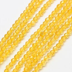 Brins de perles de quartz piézoélectrique naturel, imitation citrine, ronde à facettes, 3mm, Trou: 0.8mm, Environ 136 pcs/chapelet, 15 pouce