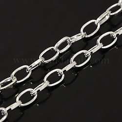 Iron Cable Chains, with Spool, Unwelded, Silver, 0.9x3.5x6.5mm, 100m/roll