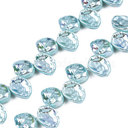 Hilos de cuentas de perlas de imitación de plástico abs, color de ab chapado, pepitas, medio turquesa, 15.5x12x6mm, agujero: 0.9 mm, aproximamente 36 pcs / cadena, 14.57 pulgada (37 cm)