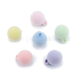 Opaque Resin Pendants, Flocky Round Charms, Mixed Color, 20.5x16mm, Hole: 3mm
