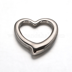 304 Stainless Steel Heart Linking Rings, Stainless Steel Color, 24.5x24x2.5mm, Hole: 15x18mm